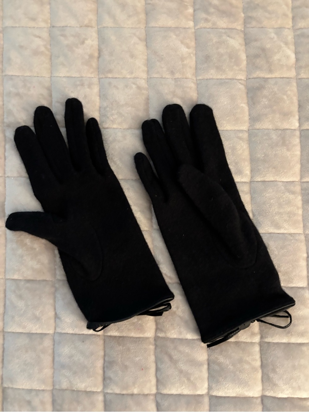 H&M Black Women's Classic Knit Gloves leather Tie Size M